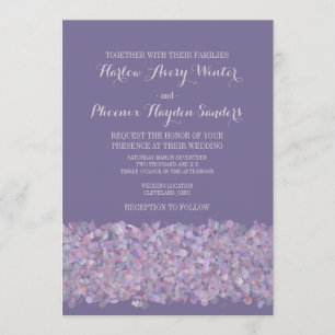 Invitation Mariage romantique violet rose Confetti Invite