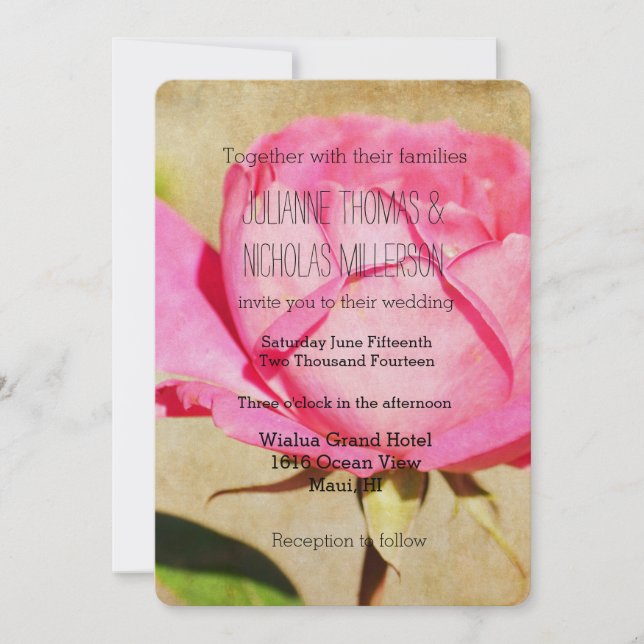 Invitation Mariage rose (Devant)