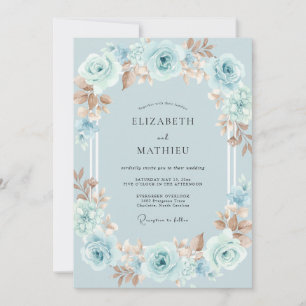 Invitation Mariage Rose Aqua Cuivre