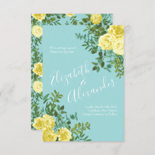 Invitation Mariage Rose Aqua Jaune clair et Turquoise Date de