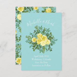 Invitation Mariage Rose Aqua Jaune clair et Turquoise Date de