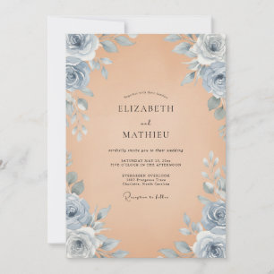 Invitation Mariage Rose Ardoise Abricot