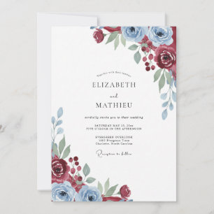 Invitation Mariage Rose Ardoise Bordeaux