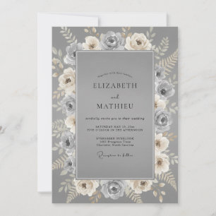 Invitation Mariage Rose Argent Ardoise
