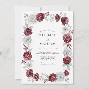 Invitation Mariage Rose Argent Marron