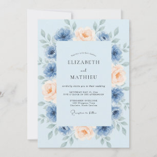 Invitation Mariage Rose Azur en Poudre