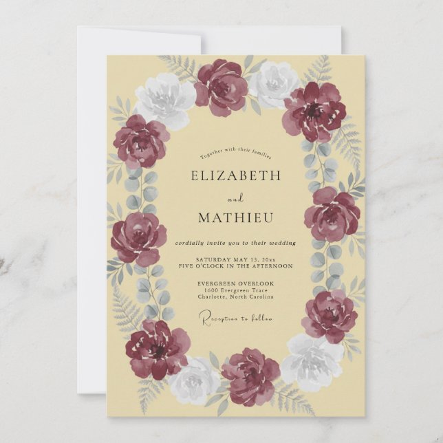 Invitation Mariage Rose Beurre de Prune (Devant)