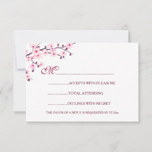 Invitation Mariage rose blanc cerisier RSVP
