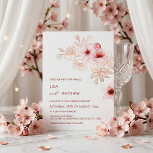 Invitation Mariage Rose Blanc Fleur de Cerisier