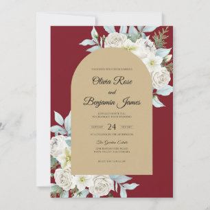 Invitation Mariage Rose Blanche Bourdon