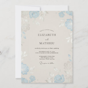 Invitation Mariage Rose Bleu Glacé
