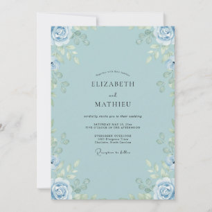 Invitation Mariage Rose Bleu Poudre