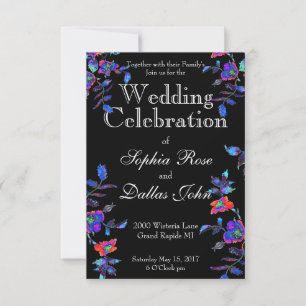 Invitation Mariage Rose bleu vintage