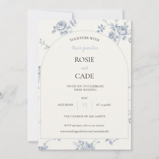 Invitation Mariage Rose Bleue
