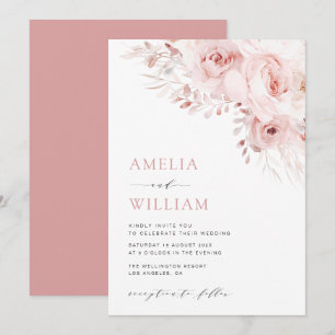 Invitation mariage rose boho moderne