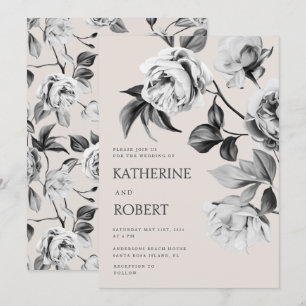 Invitation Mariage Rose botanique moderne