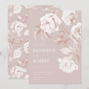 Invitation Mariage Rose botanique moderne