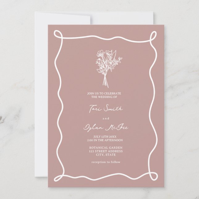 Invitation Mariage rose Bouquet (Devant)