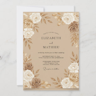Invitation Mariage Rose Bronze Champagne