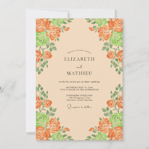 Invitation Mariage Rose Champagne Abricot