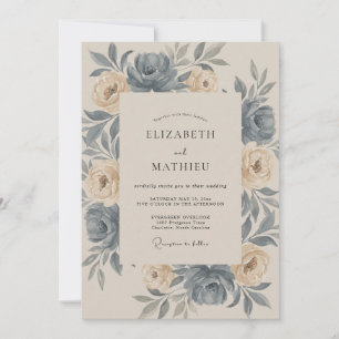 Invitation Mariage Rose Champagne Ardoise