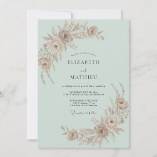 Invitation Mariage Rose Champagne Menthe