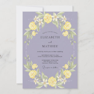 Invitation Mariage Rose Citron Pervenche