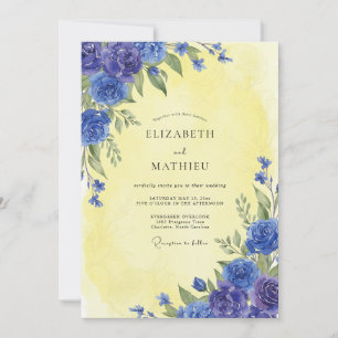 Invitation Mariage Rose Cobalt Jaune
