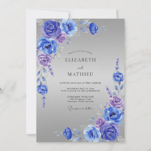 Invitation Mariage Rose Cobalt Pervenche