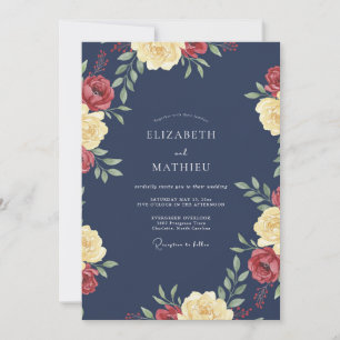 Invitation Mariage Rose Cramoisi de Minuit