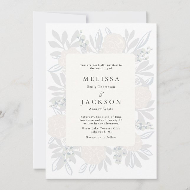 Invitation Mariage Rose crème (Devant)
