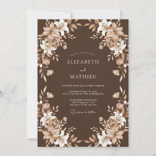 Invitation Mariage Rose Crème au Chocolat