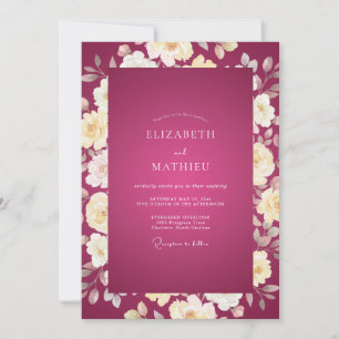 Invitation Mariage Rose Crème Magenta