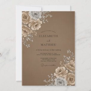 Invitation Mariage Rose Crème Moka