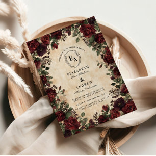 Invitation Mariage Rose de dentelle noire victorienne