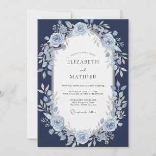 Invitation Mariage Rose de Glace de Minuit