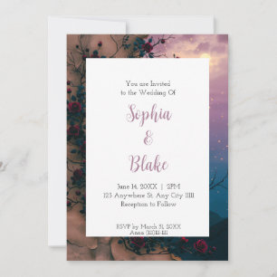 Invitation Mariage Rose de Lune Crépusculaire