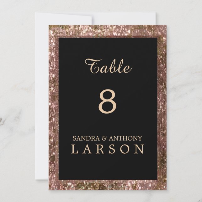 Invitation Mariage rose de Parties scintillant d'or Numéros d (Devant)