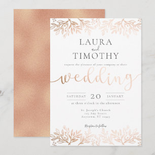 Invitation Mariage Rose de typographie russe de Black Floral
