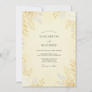 Invitation Mariage Rose Dorée Beurre