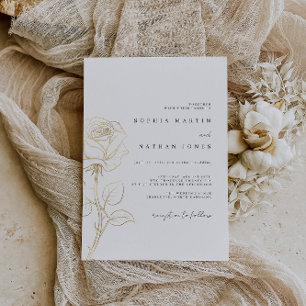 Invitation Mariage Rose Dorée Minimaliste