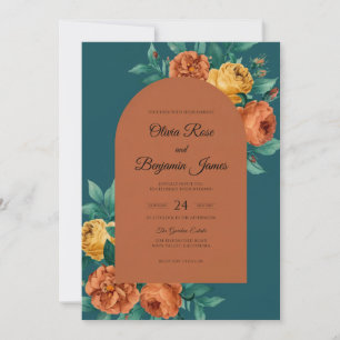Invitation Mariage Rose en Terre Cuite Sarcelle