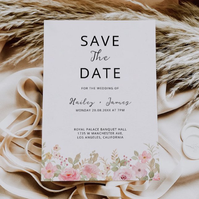 Invitation Mariage rose Enregistrer la date (Rose Wedding Save the Date Invitation)