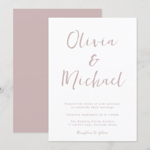 Invitation Mariage rose et blanc Dusty moderne