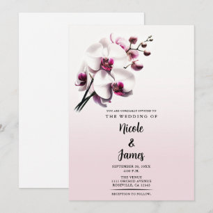 Invitation Mariage rose et blanc orchidée