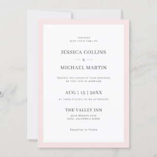 Invitation Mariage rose et gris simple