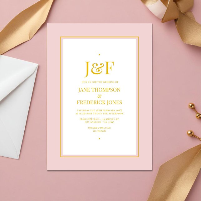 Invitation Mariage rose et or (Blush Pink and Gold cover)