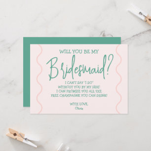 Invitation Mariage rose et vert ondulé