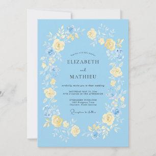 Invitation Mariage Rose Fantaisiste Azur