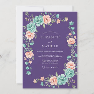 Invitation Mariage Rose Fantaisiste Violette